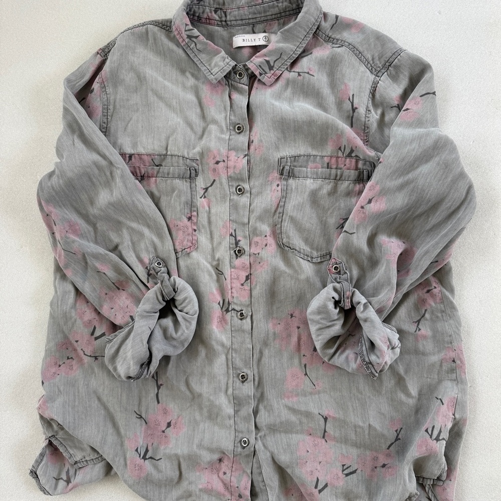 Billy T Cherry Blossom Chambray Button Down - Picture 2 of 6
